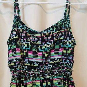 Colorful High Low Dress with Woven Cutouts